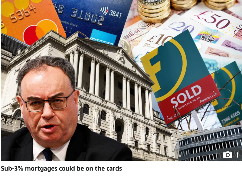 Sub 3% mortgages ‘possible’ as Bank of England hints at more ‘aggressive’ interest rate cuts and lenders make reductions